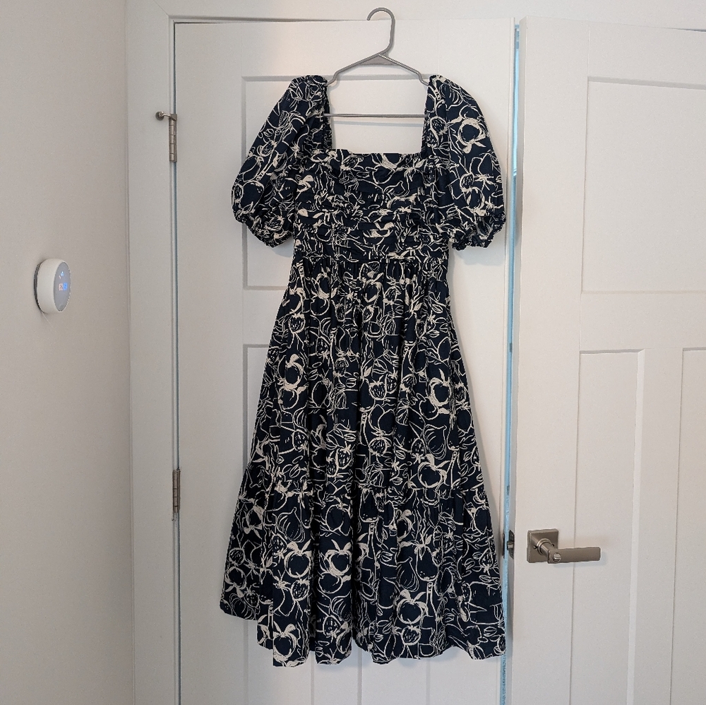 Abercrombie & Fitch Emerson Poplin Puff Sleeve Midi Dress - M